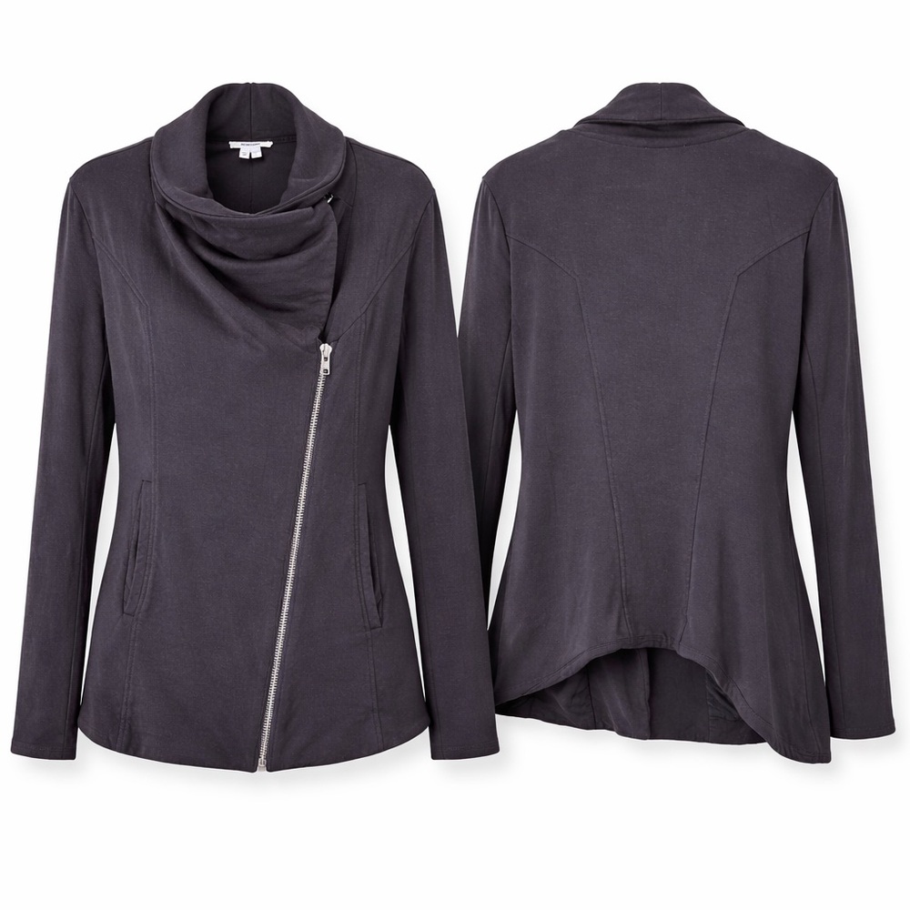 Trendy Helmut Lang Asymmetrical Zip Jacket Quiet Luxury Casual Chic Logo Comfy